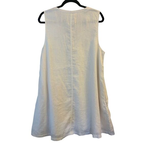 NEW Nicole Miller 100% Linen A-line Dress XL Nautical Natural Fiber Minimalist V - Picture 2 of 7